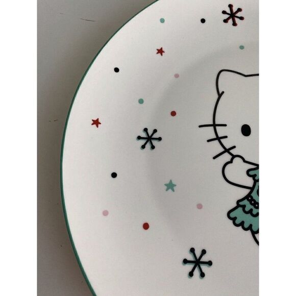 Set Of 2 Sanrio Hello Kitty Ceramic Dinner Plate 10.5” Christmas Tree Snowflake - Picture 6 of 13